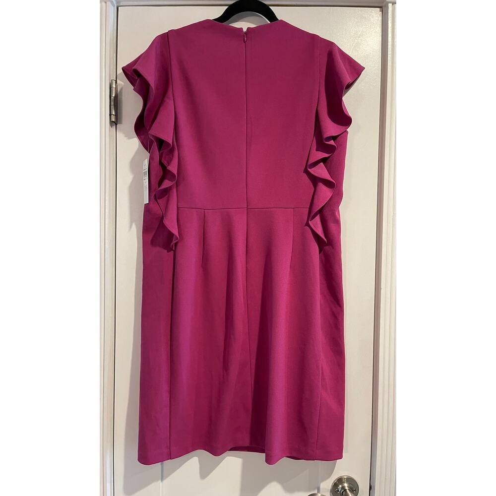 Donna Morgan Raspberry Ruffled Sleeves Shift Dress Plus Size 16 NWT Dressy - Picture 9 of 14